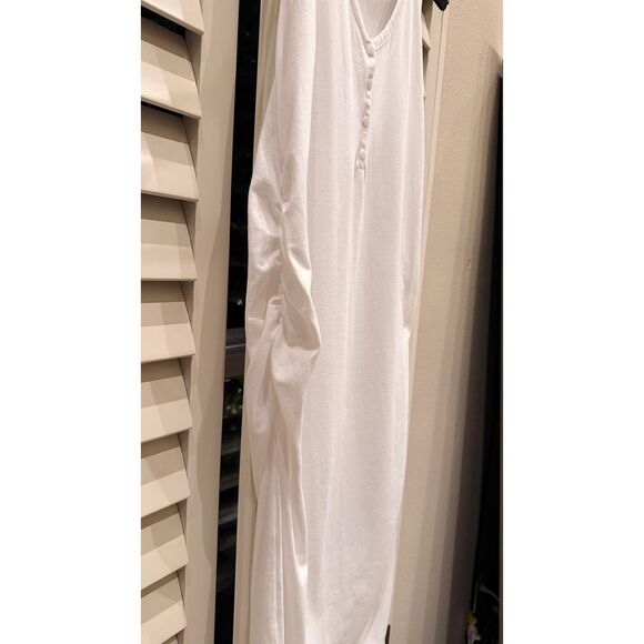 Motherhood Maternity White Sleeveless Side-Ruched Henley Dress - Size M - Picture 3 of 3